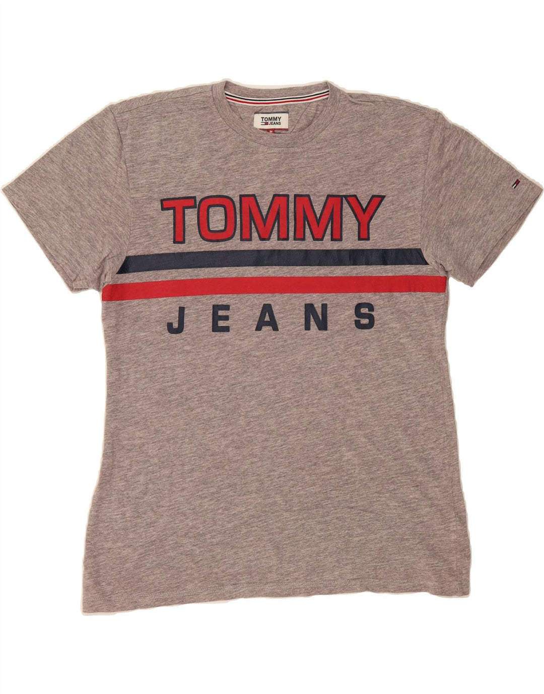 TOMMY HILFIGER Mens Graphic T-Shirt Top Medium Grey Cotton Vintage Tommy Hilfiger and Second-Hand Tommy Hilfiger from Messina Hembry 
