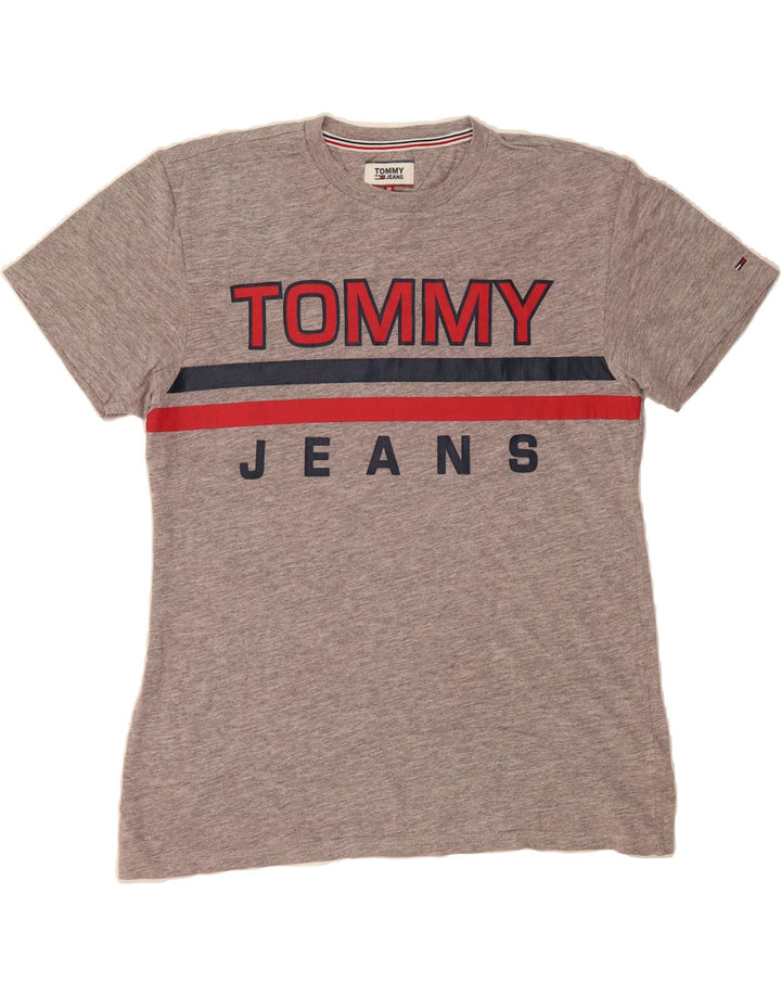 TOMMY HILFIGER Mens Graphic T-Shirt Top Medium Grey Cotton Vintage Tommy Hilfiger and Second-Hand Tommy Hilfiger from Messina Hembry 