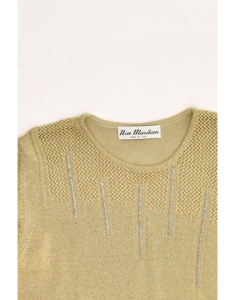 VINTAGE Womens Crew Neck Jumper Sweater UK 10 Small Gold Lurex | Vintage Vintage | Thrift | Second-Hand Vintage | Used Clothing | Messina Hembry 