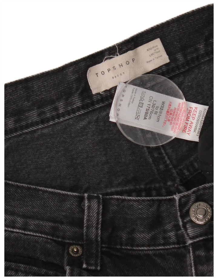 Topshop Womens Baggy Tapered Jeans W32 L30 Black Polyester