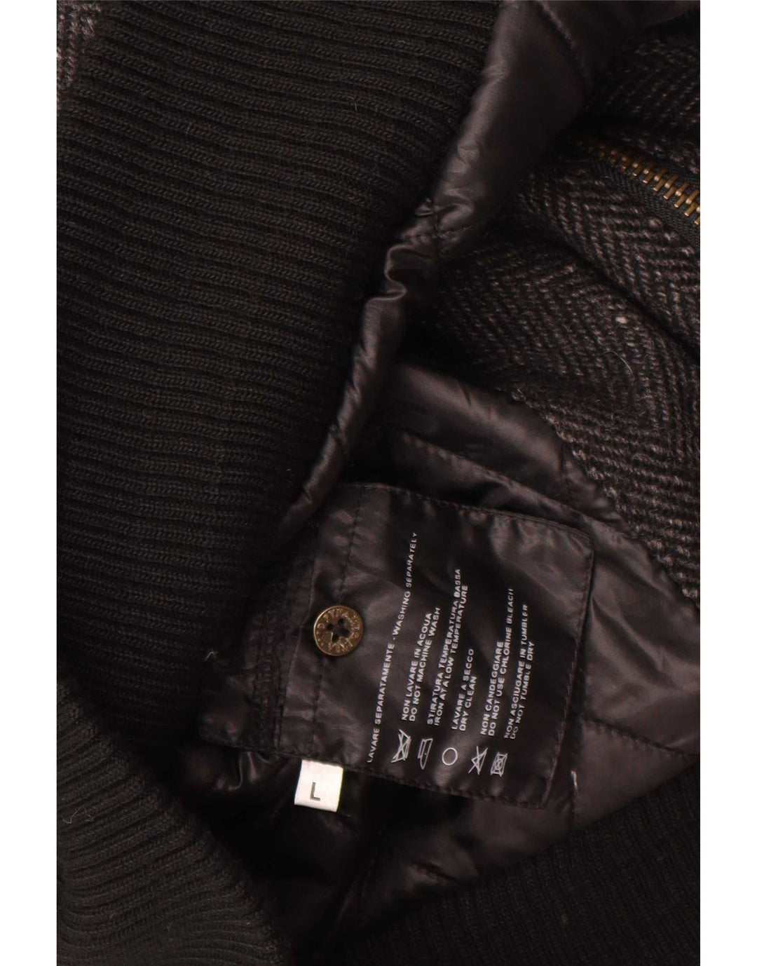 Pyramid Mens Bomber Jacket UK 40 Large Grey Herringbone Wool