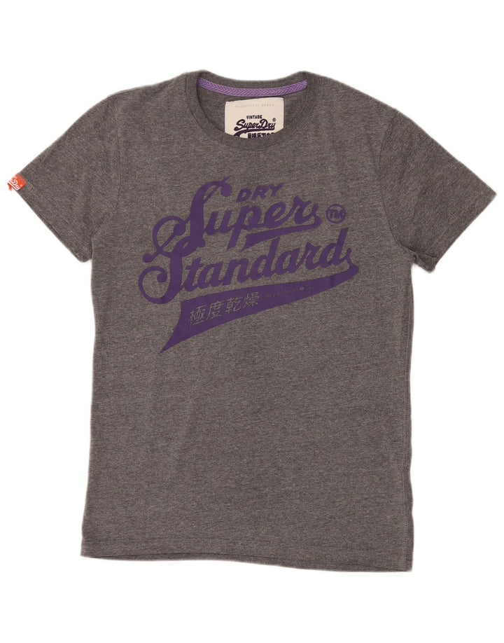 Superdry Mens Graphic T-Shirt Top Medium Grey Cotton
