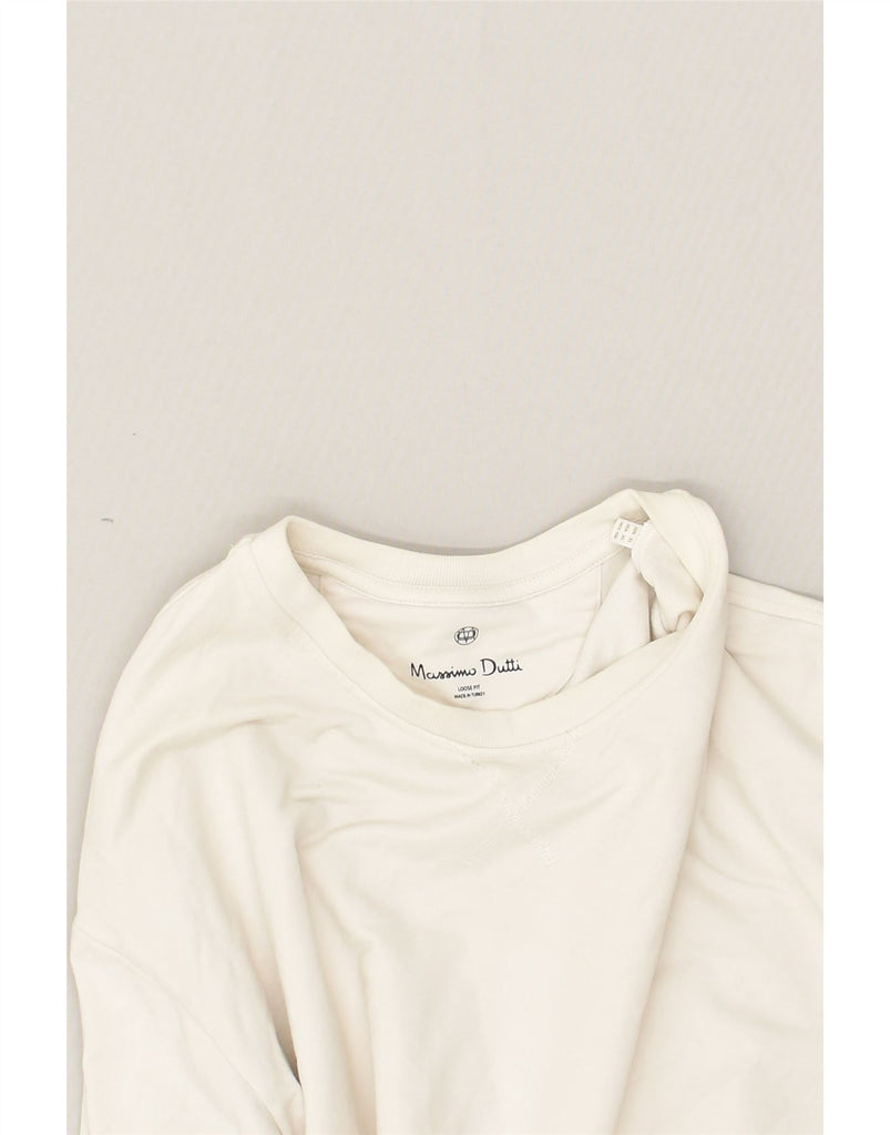 MASSIMO DUTTI Mens Loose Fit Sweatshirt Jumper XL Off White Cotton | Vintage Massimo Dutti | Thrift | Second-Hand Massimo Dutti | Used Clothing | Messina Hembry 