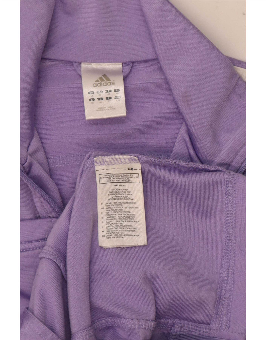 Adidas Womens Tracksuit Top Jacket UK 14 Medium Purple Polyester
