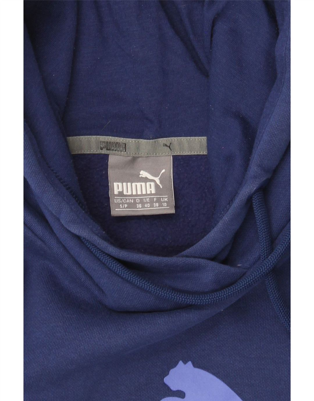 PUMA Womens Graphic Hoodie Jumper UK 10 Small Navy Blue