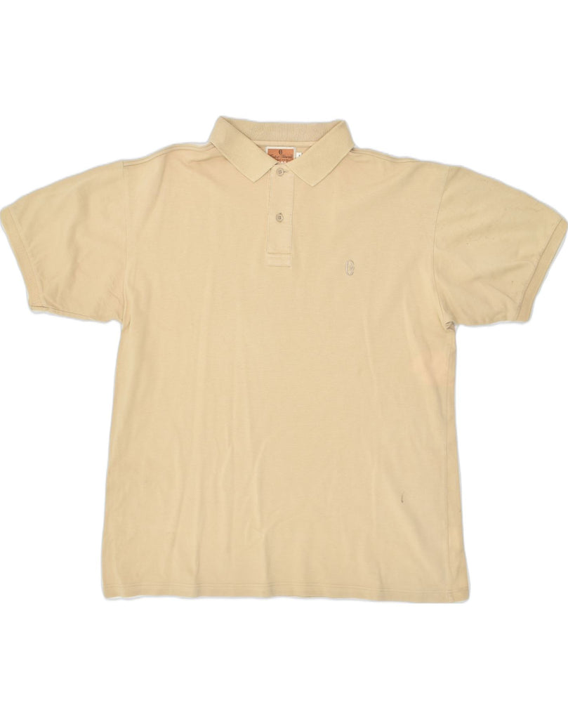 CONTE OF FLORENCE Mens Polo Shirt Large Beige Cotton | Vintage Conte of Florence | Thrift | Second-Hand Conte of Florence | Used Clothing | Messina Hembry 