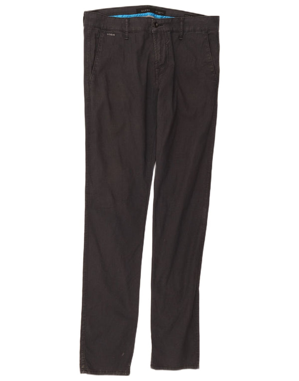 Guess Mens Skinny Chino Trousers W33 L34 Black Cotton
