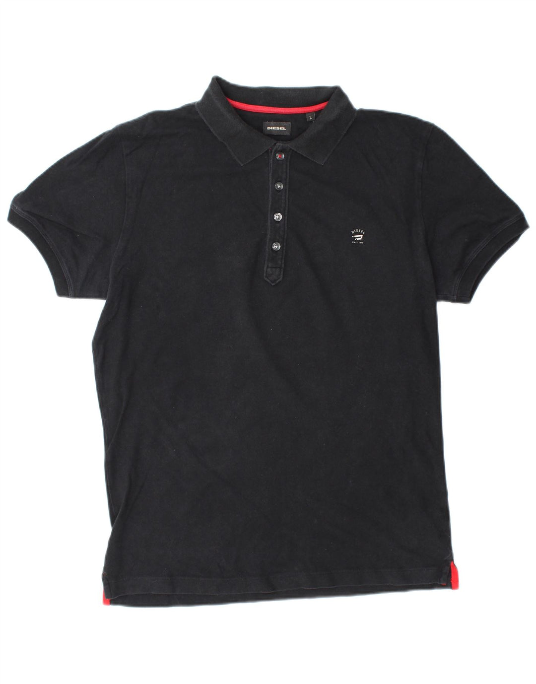 DIESEL Mens Polo Shirt Large Black Cotton