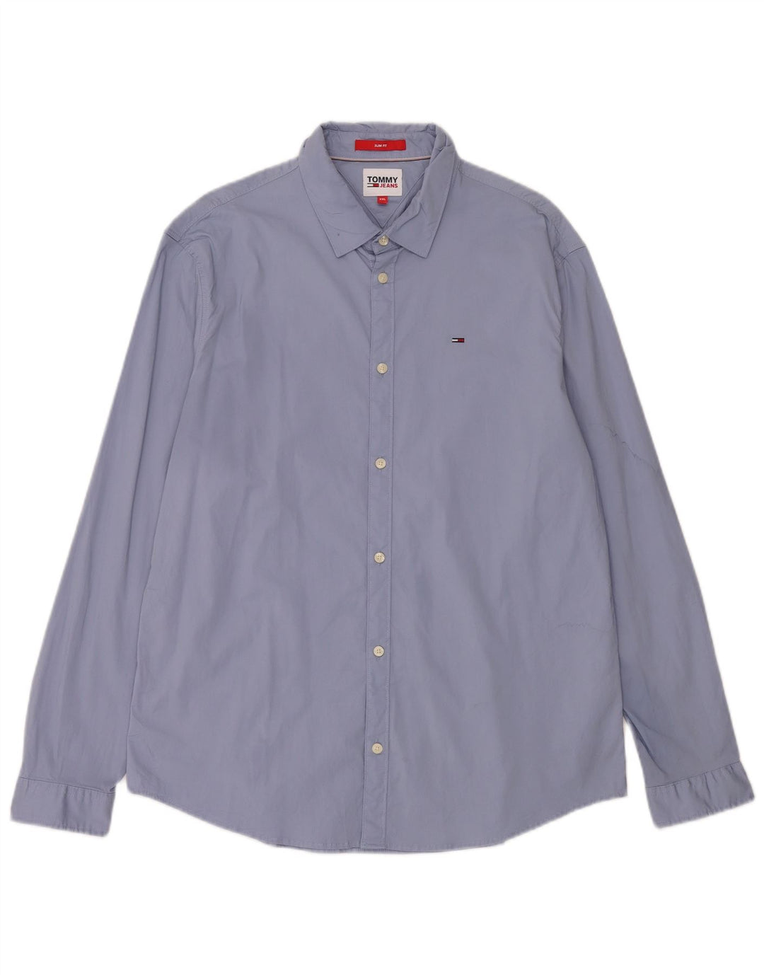 Tommy Jeans Mens Slim Fit Shirt 2XL Blue Cotton
