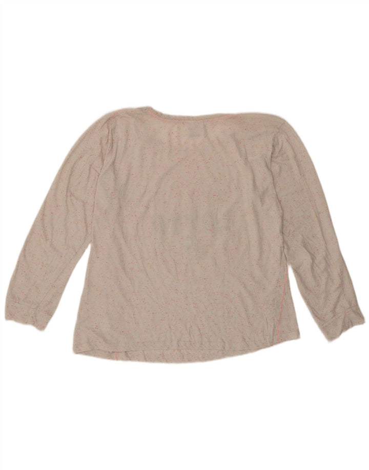 Lotto Womens Graphic Top Long Sleeve UK 14 Large White Flecked Cotton