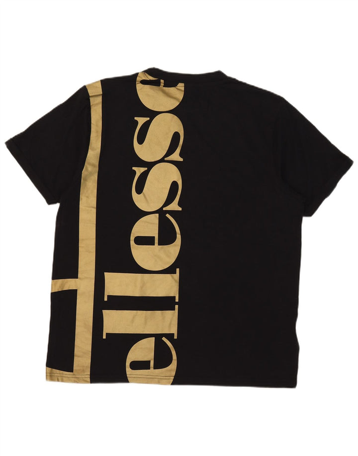 Ellesse Mens Graphic T-Shirt Top Medium Black Cotton