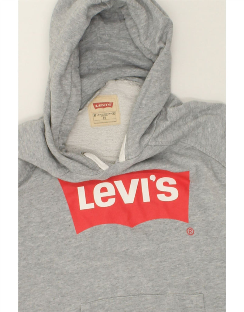 LEVI'S Boys Graphic Hoodie Jumper 15-16 Years Grey Cotton | Vintage Levi's | Thrift | Second-Hand Levi's | Used Clothing | Messina Hembry 