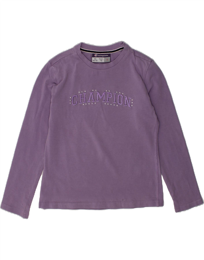 CHAMPION Girls Graphic Top Long Sleeve 7-8 Years Small Purple | Vintage Champion | Thrift | Second-Hand Champion | Used Clothing | Messina Hembry 