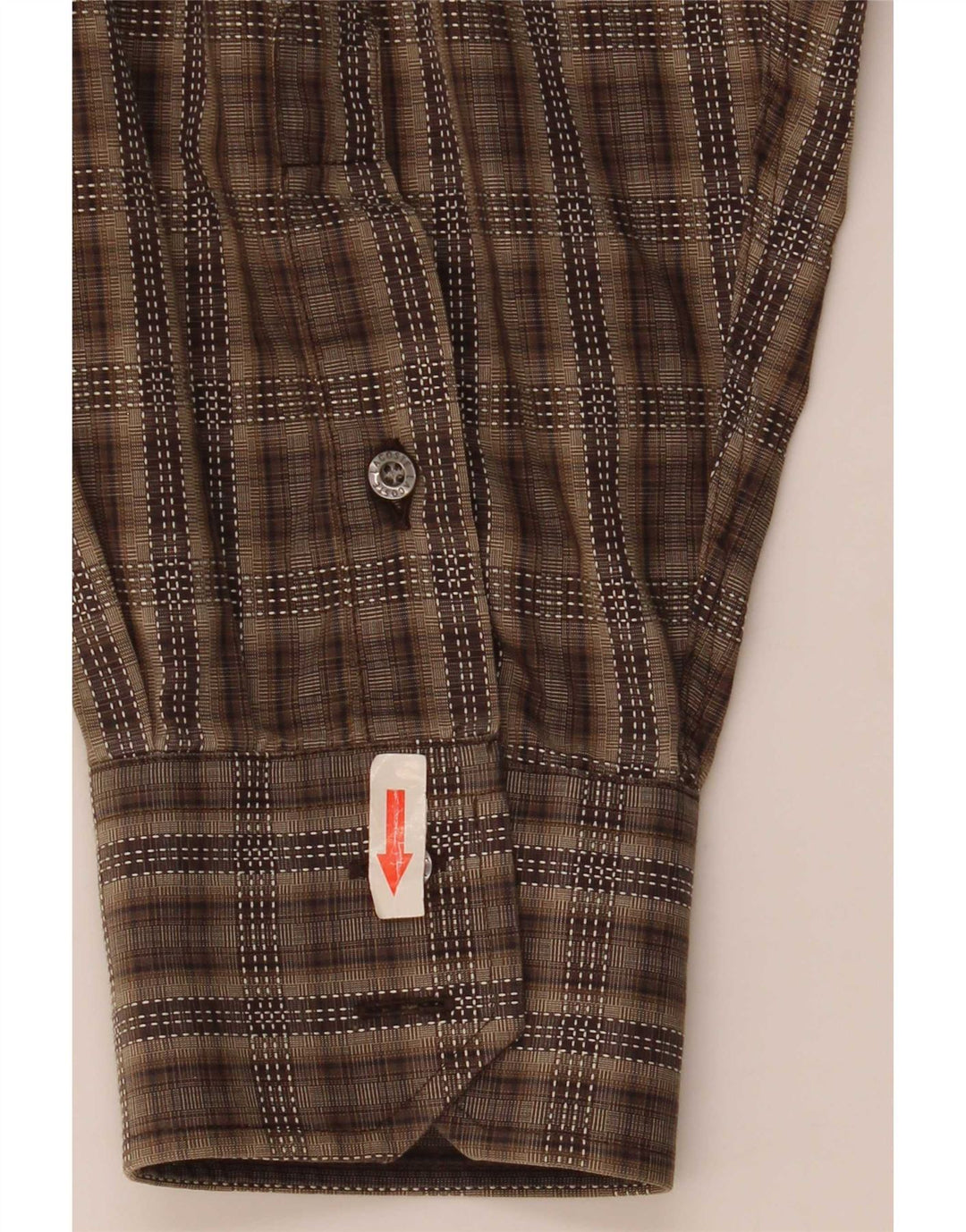 Lacoste Mens Shirt Size 45 XL Brown Check Cotton