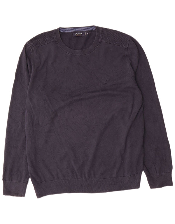 Nautica Mens Crew Neck Jumper Sweater XL Navy Blue Cotton