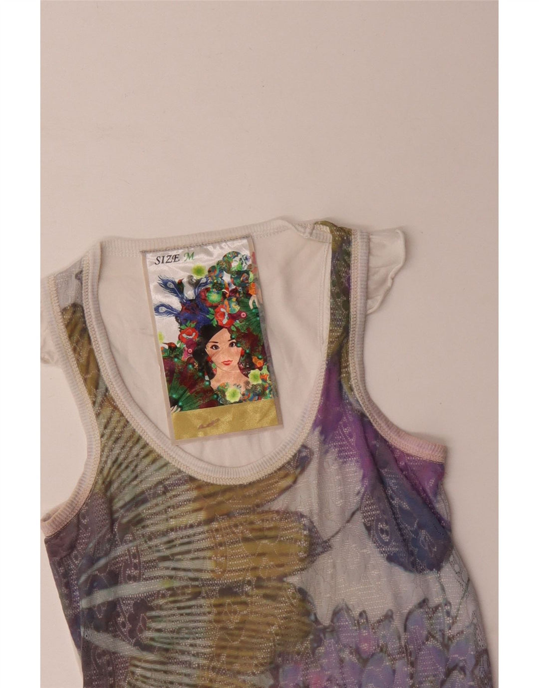 Desigual Womens Graphic Vest Top UK 12 Medium Multicoloured Floral