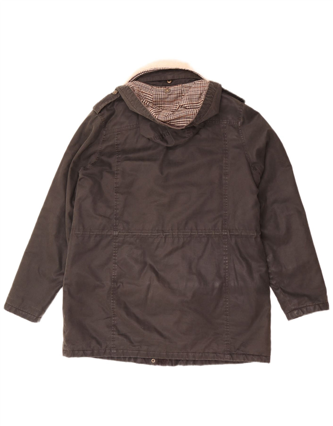 Fat Face Womens Hooded Parka Jacket UK 12 Medium Black Cotton
