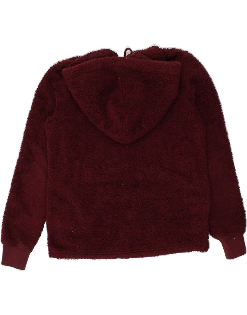 FAT FACE Womens Loose Fit Hooded Fleece Jacket UK 8 Small Burgundy | Vintage Fat Face | Thrift | Second-Hand Fat Face | Used Clothing | Messina Hembry 