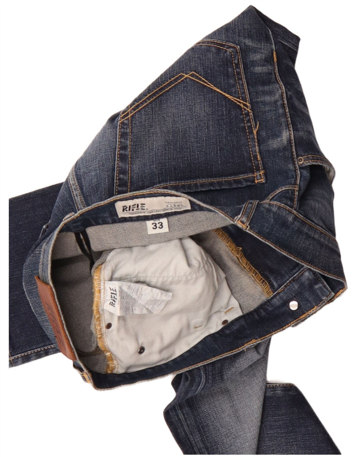 Rifle Mens Straight Jeans W33 L31 Blue Cotton