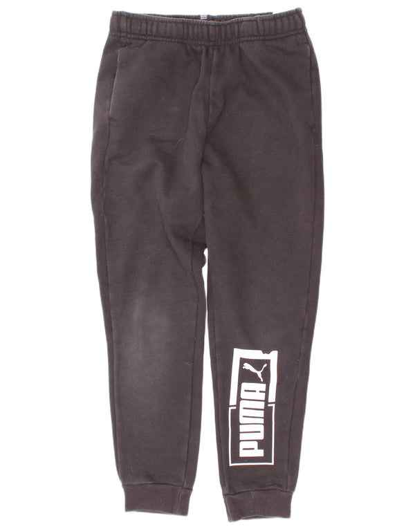 Puma Boys Graphic Tracksuit Trousers Joggers 9-10 Years Black Cotton