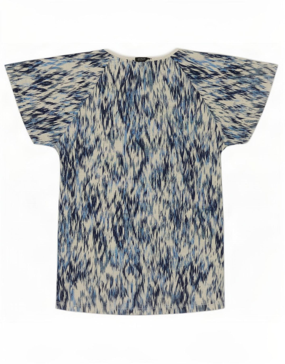 M&Co Womens Blouse Top UK 10 Small Blue Ikat Cotton