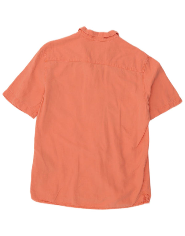 ZARA Mens Short Sleeve Relaxed Fit Shirt Medium Orange Lyocell