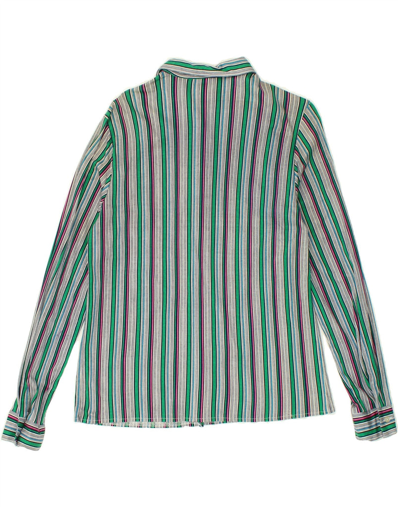 VINTAGE Womens Shirt IT 46 Large Green Striped Cotton | Vintage Vintage | Thrift | Second-Hand Vintage | Used Clothing | Messina Hembry 