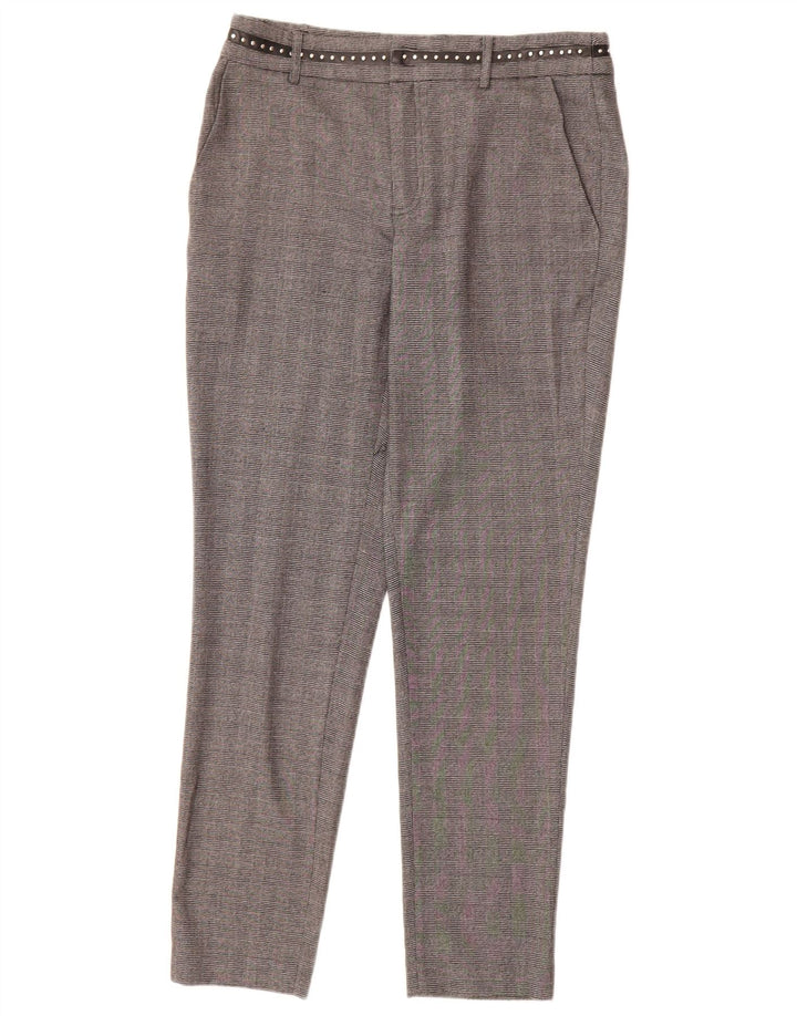 Guess Womens Slim Chino Trousers W27 L28 Grey Check Polyester