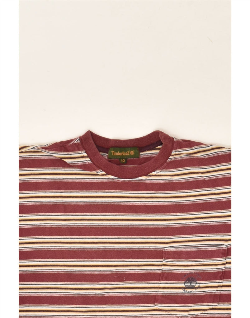 TIMBERLAND Boys T-Shirt Top 9-10 Years Maroon Striped Cotton | Vintage Timberland | Thrift | Second-Hand Timberland | Used Clothing | Messina Hembry 