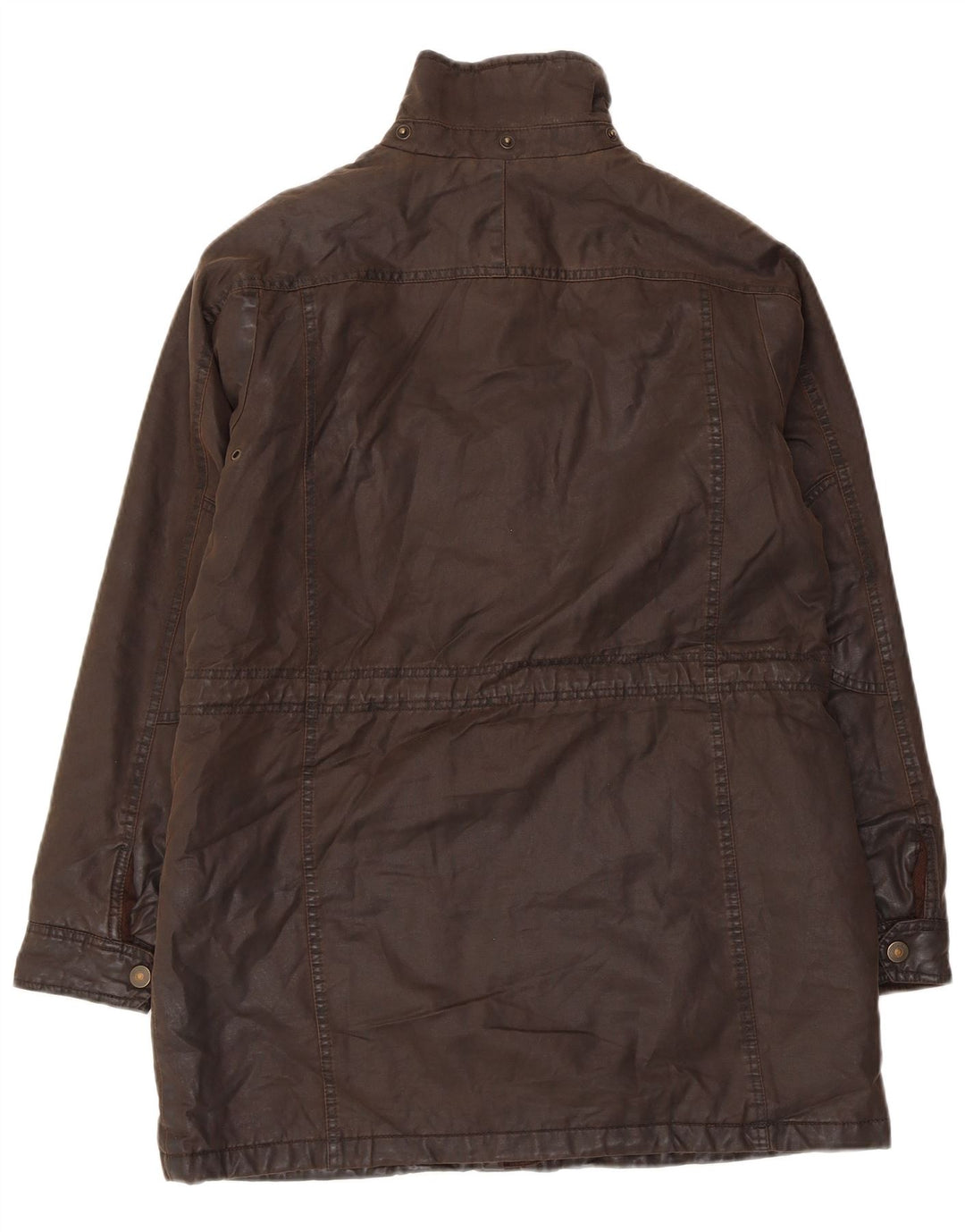 FAT FACE Womens Oversized Waxed Cotton Jacket UK 10 Small Brown Cotton