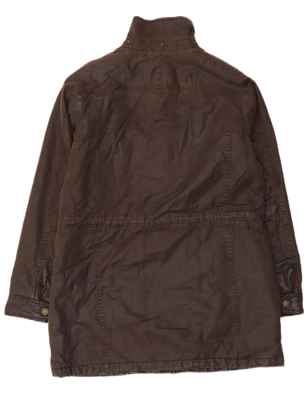 FAT FACE Womens Oversized Waxed Cotton Jacket UK 10 Small Brown Cotton