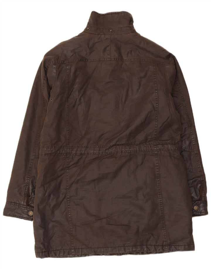 FAT FACE Womens Oversized Waxed Cotton Jacket UK 10 Small Brown Cotton
