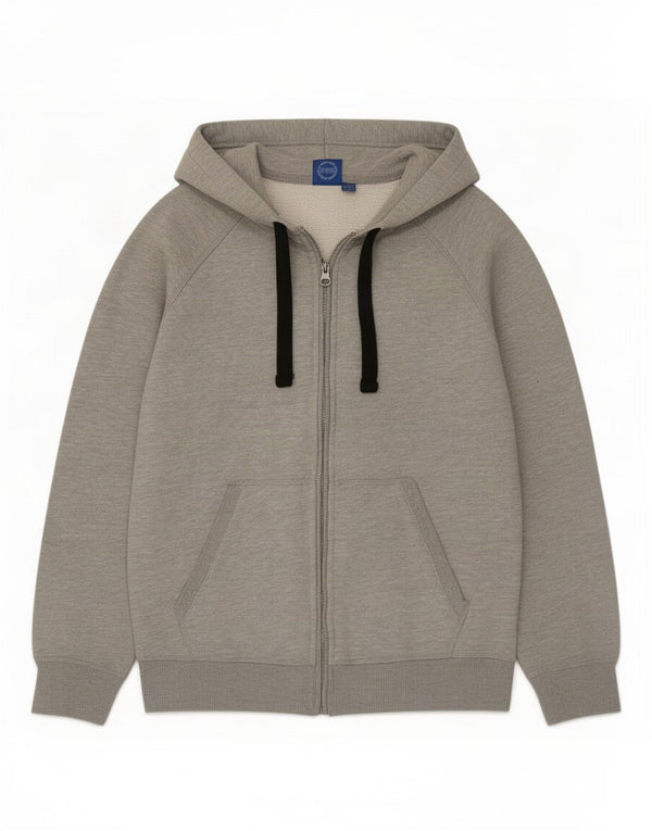Adidas Womens Zip Hoodie Sweater UK 14 Medium Grey Cotton