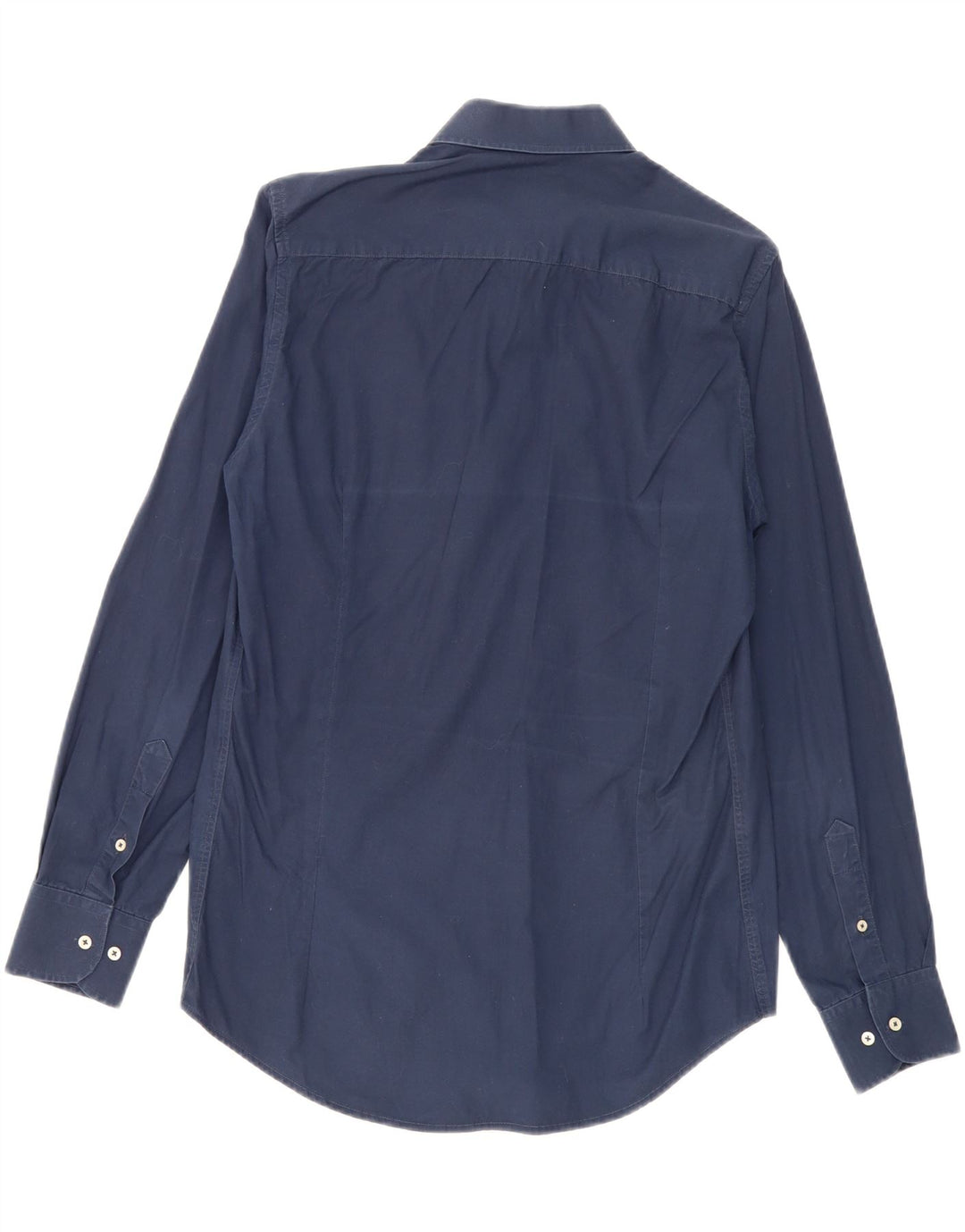 Trussardi Mens Shirt Size 39/40 Medium Navy Blue Cotton