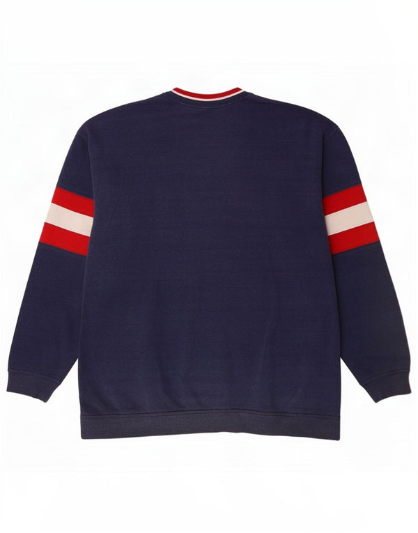 Champion Mens Graphic Sweatshirt Jumper Medium Navy Blue Colourblock Cotton