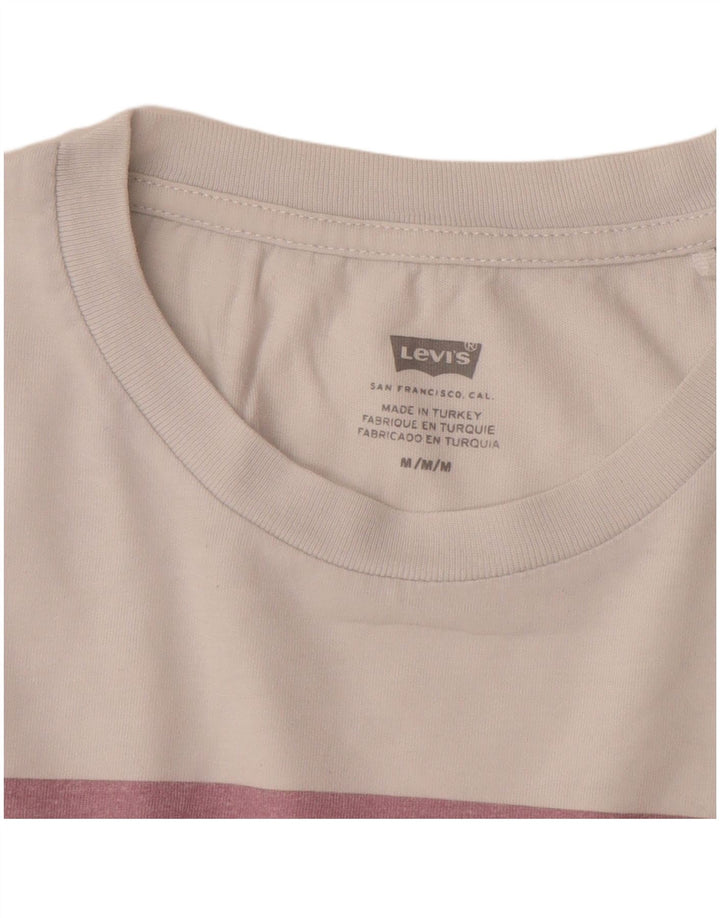 LEVI'S Womens Graphic T-Shirt Top UK 12 Medium White Cotton