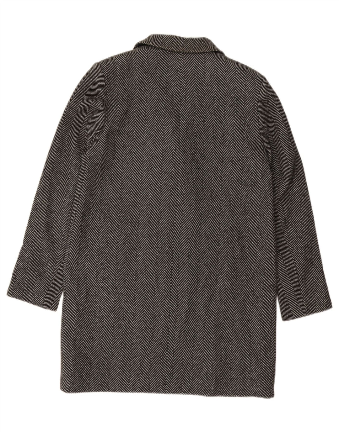 ZARA Womens Double Breasted Coat UK 14 Medium Grey Herringbone Cotton Vintage Zara and Second-Hand Zara from Messina Hembry 