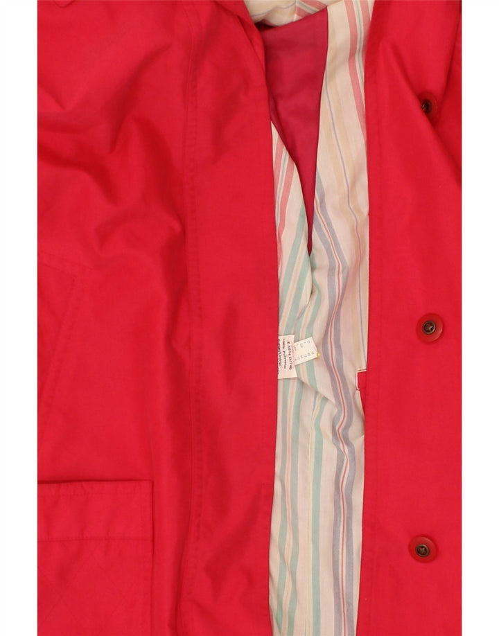 VINTAGE Womens Hooded Overcoat UK 12 Medium  Red Polyester Vintage Vintage and Second-Hand Vintage from Messina Hembry 