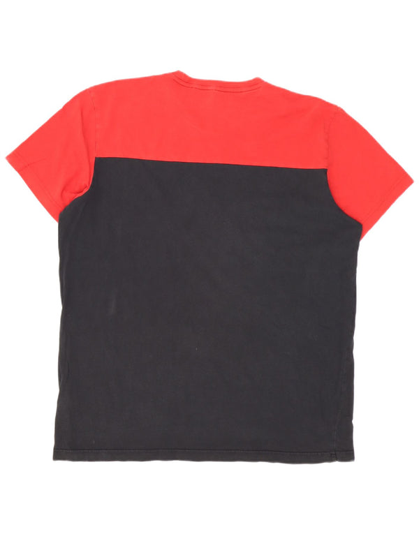 Adidas Mens Graphic T-Shirt Top XL Red Colourblock Cotton