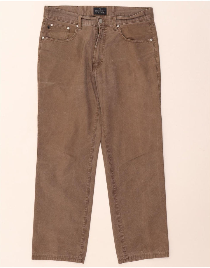 Trussardi Mens Straight Jeans W33 L27 Beige Cotton