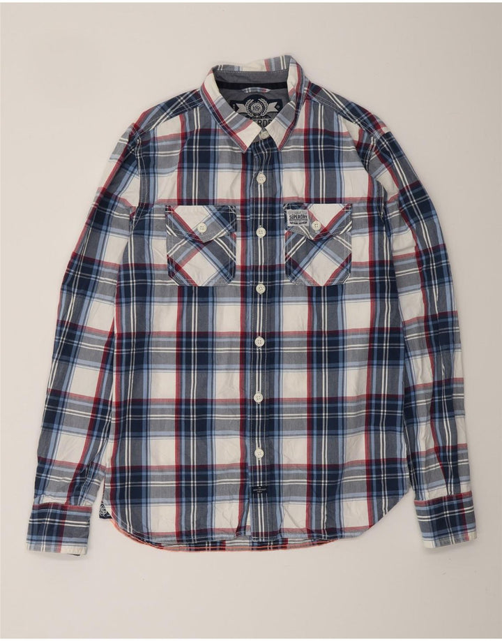 SUPERDRY Mens Shirt Large Navy Blue Check