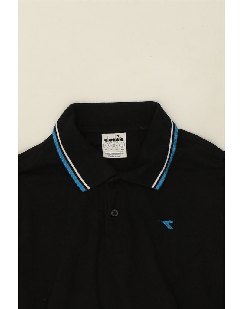 DIADORA Mens Long Sleeve Polo Shirt Large Black Cotton | Vintage Diadora | Thrift | Second-Hand Diadora | Used Clothing | Messina Hembry 