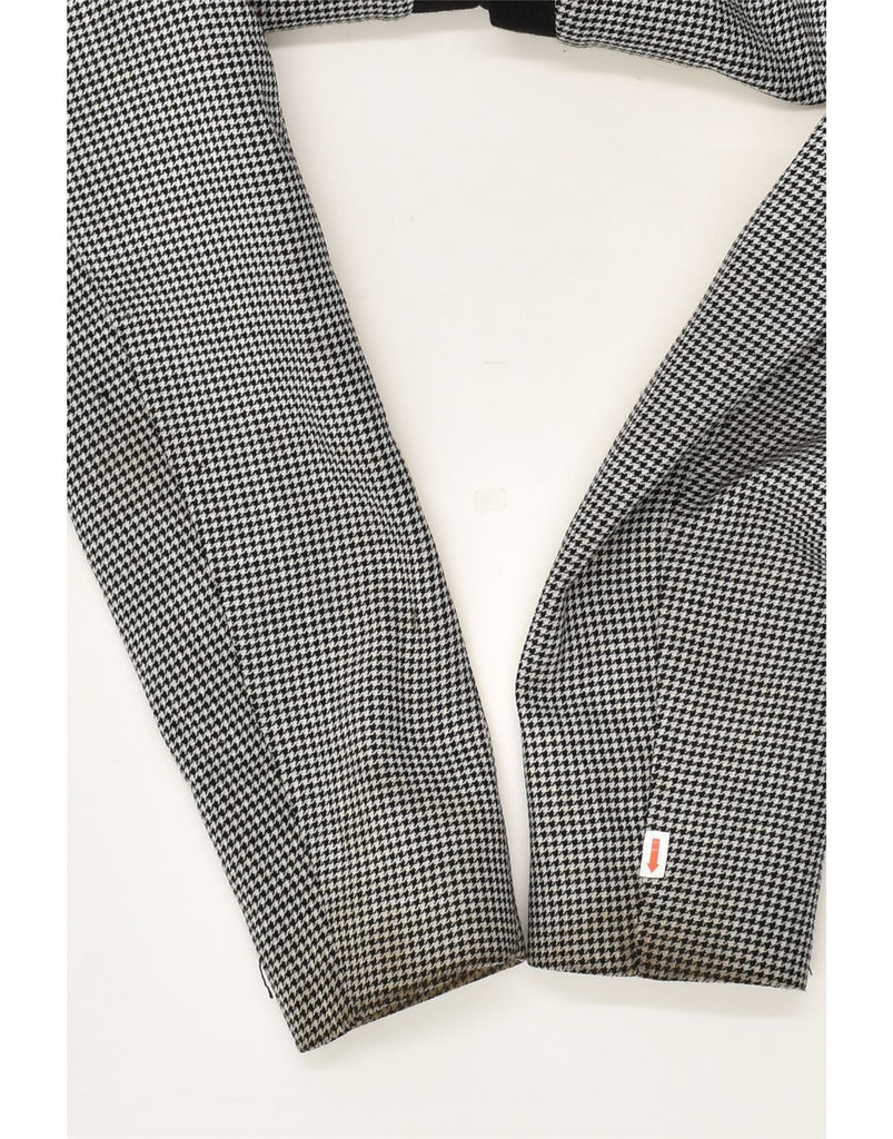 JAEGER Womens 1 Button Blazer Jacket UK 14 Medium Grey Houndstooth | Vintage Jaeger | Thrift | Second-Hand Jaeger | Used Clothing | Messina Hembry 