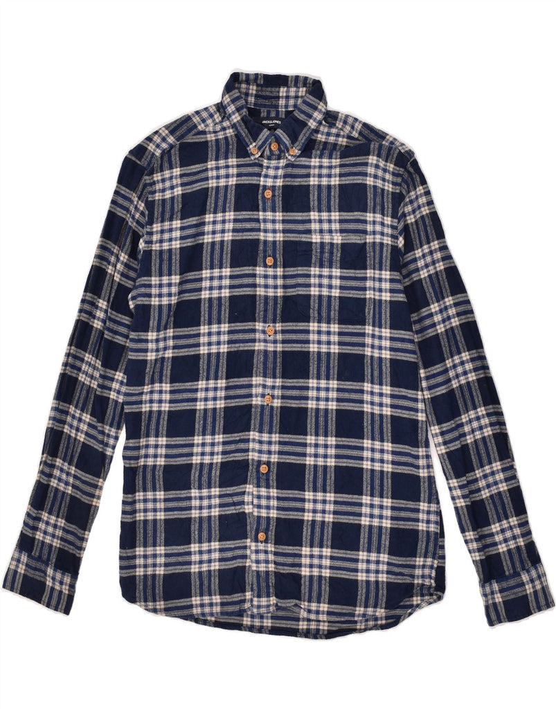 JACK & JONES Mens Flannel Shirt Small Navy Blue Check | Vintage Jack & Jones | Thrift | Second-Hand Jack & Jones | Used Clothing | Messina Hembry 