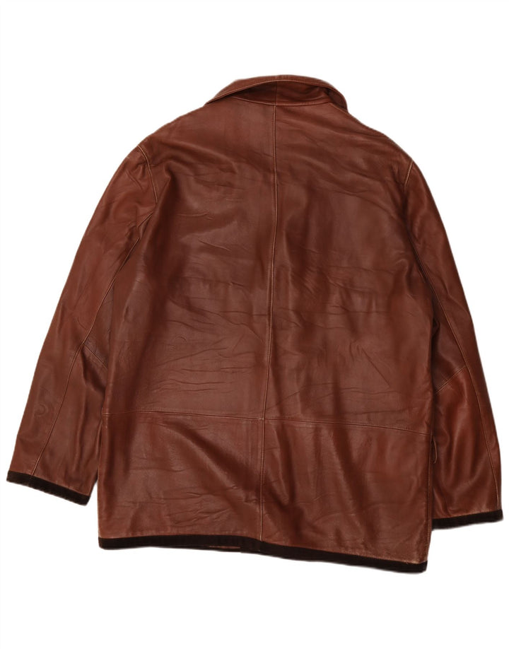 Marco Baldassari Mens Leather Coat UK 42 XL Brown