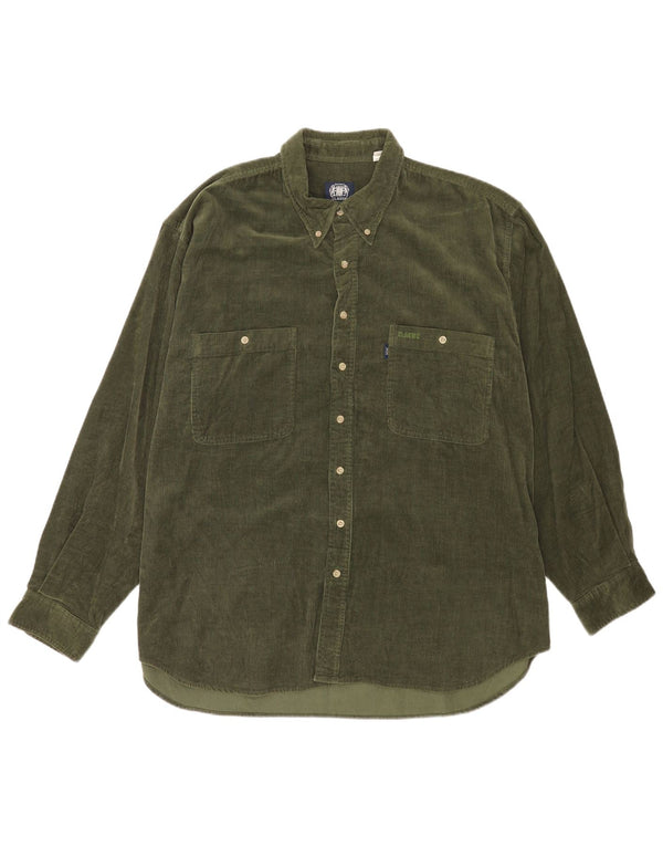 CLASSIC Mens Corduroy Shirt UK 45/46 XL Green Cotton
