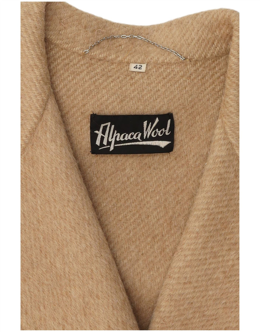 Vintage Womens Double Breasted Coat IT 42 Medium Beige Alpaca Wool