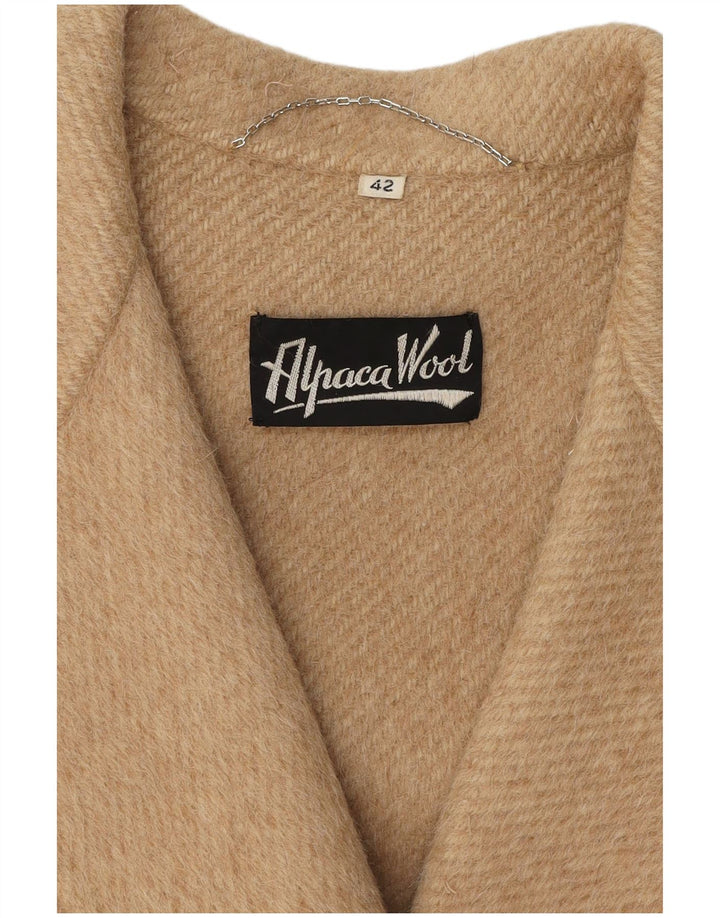 Vintage Womens Double Breasted Coat IT 42 Medium Beige Alpaca Wool