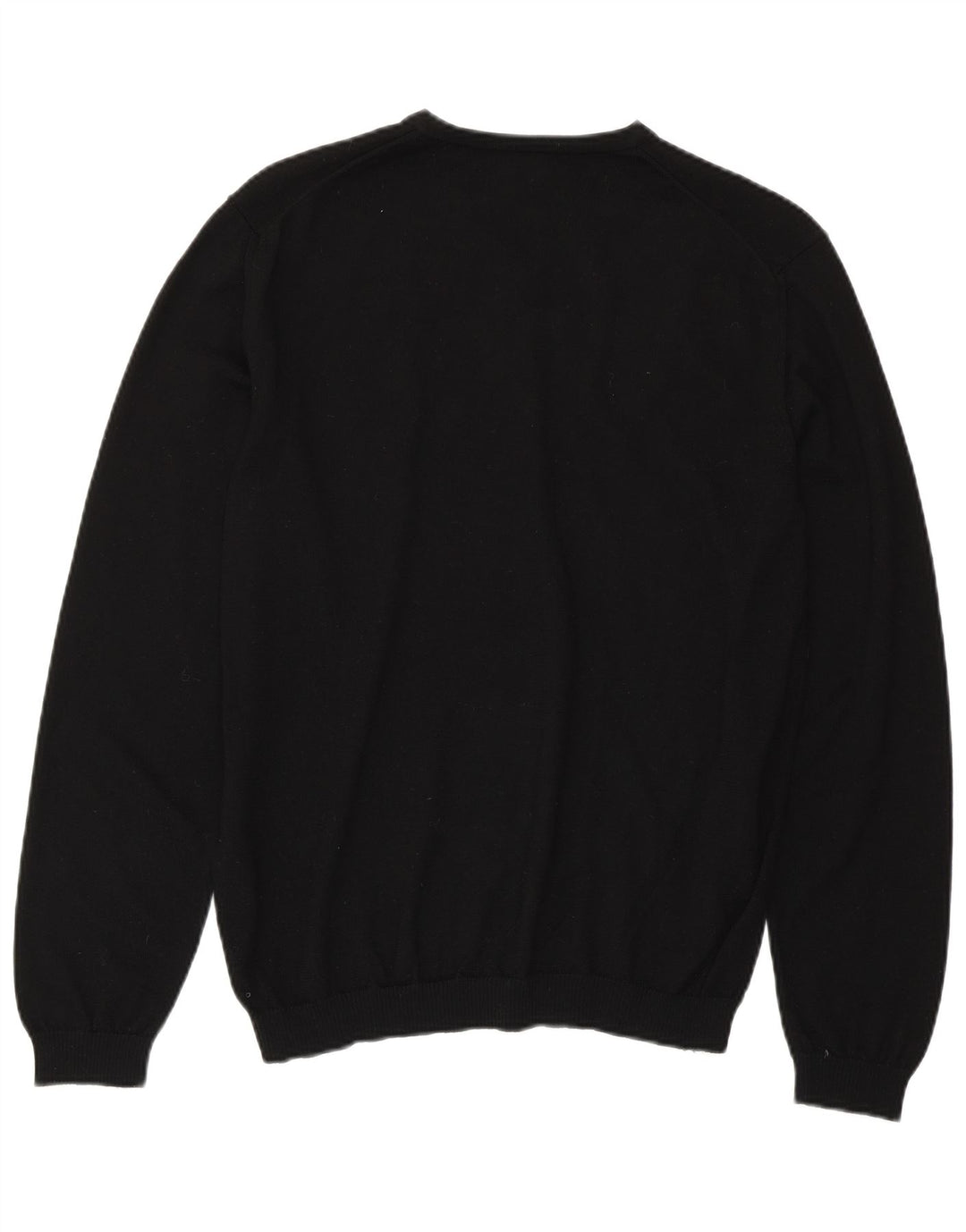 HUGO BOSS Mens Slim Fit V-Neck Jumper Sweater Large Black Wool