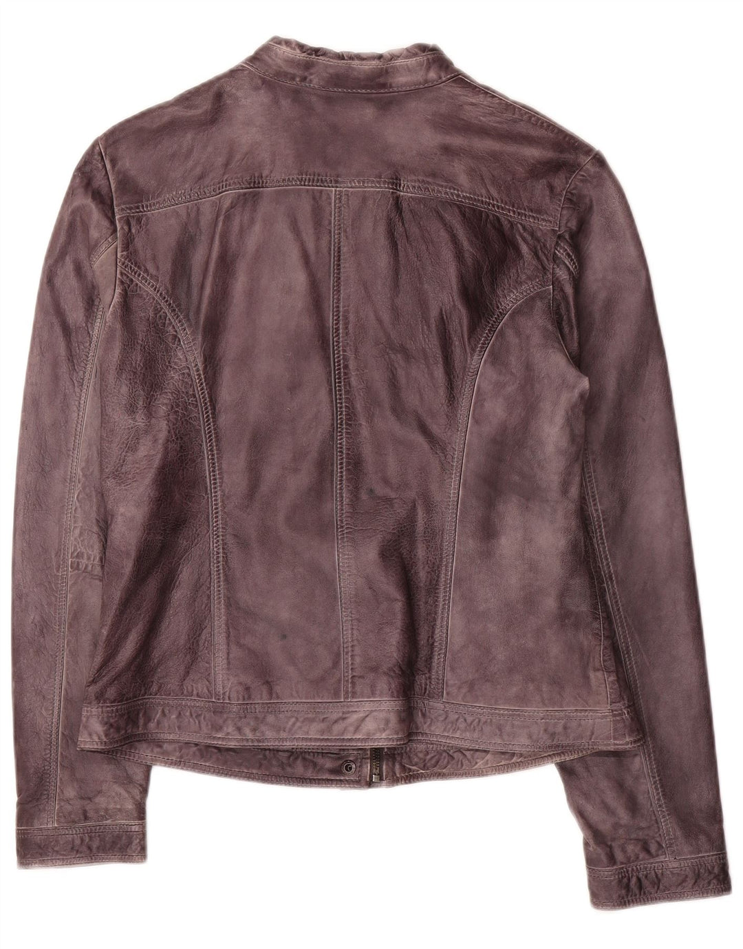 S.Oliver Womens Biker Leather Jacket UK 16 Large Purple Leather